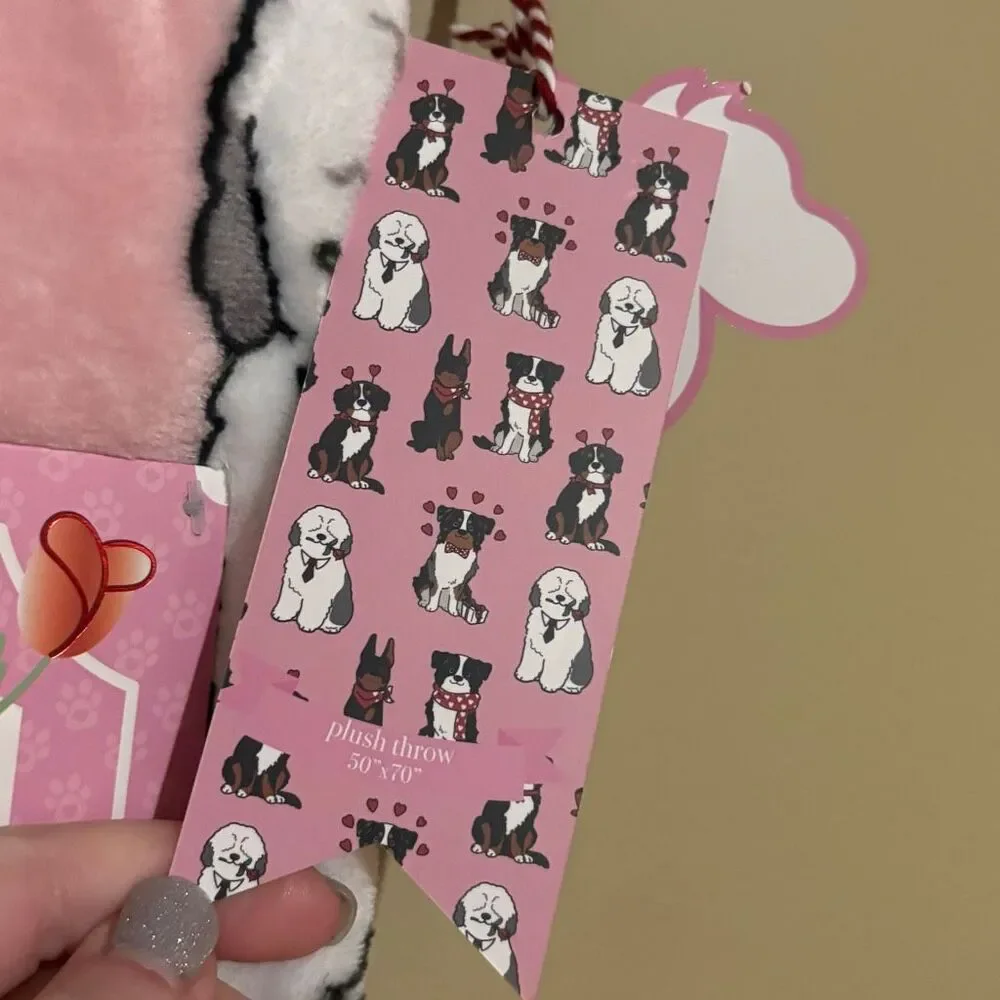 Valentines Day Dog Blanket Doberman Sheepdog Bernard Border Collie Shephard NWT
